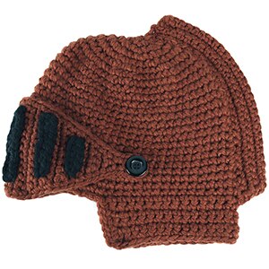 Skullies Beanie Roman Knight Topless Knit Hat Autumn Winter Gladiator Mask Cap Handmade Wild Knitted Male Hat: Brown