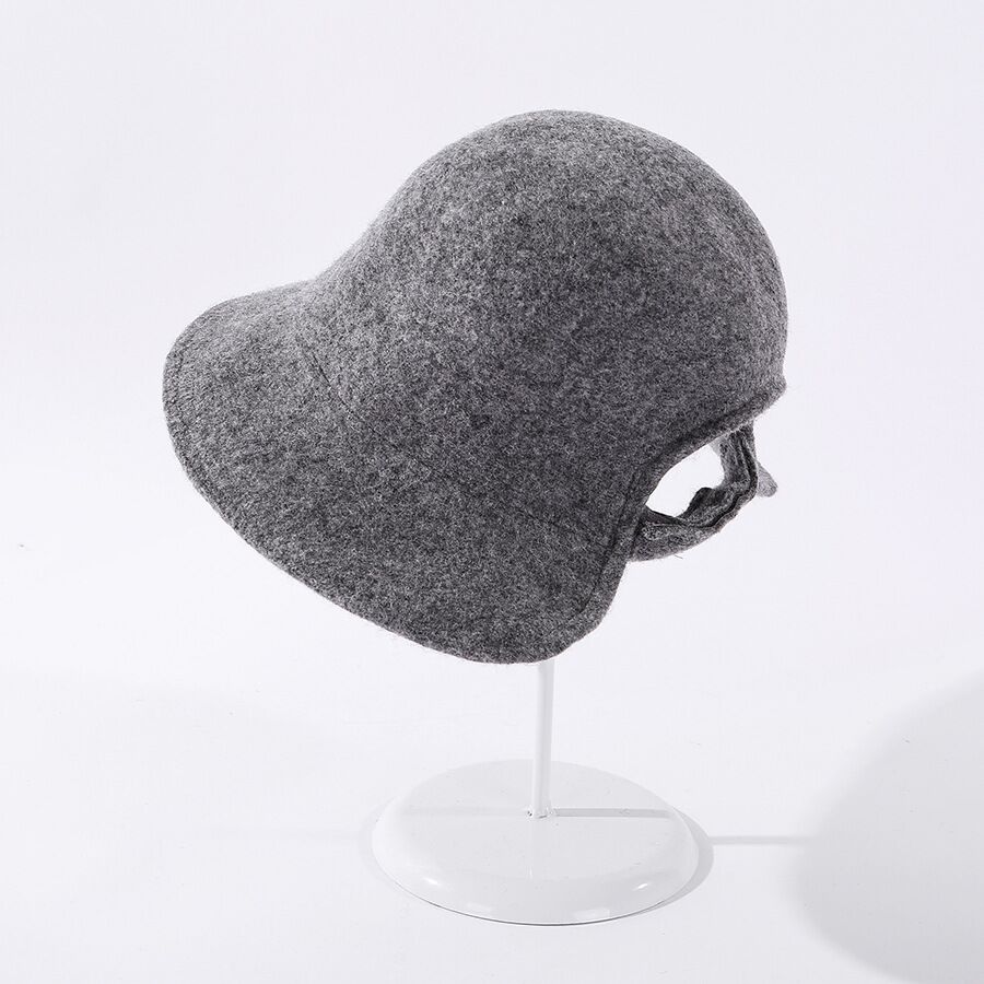 Vrouwen Herfst Winter Wol Gebreide Visser Hoeden Vintage Effen Kleur Elegante Temperament Bob Emmer Hoed Vrouwelijke: gray