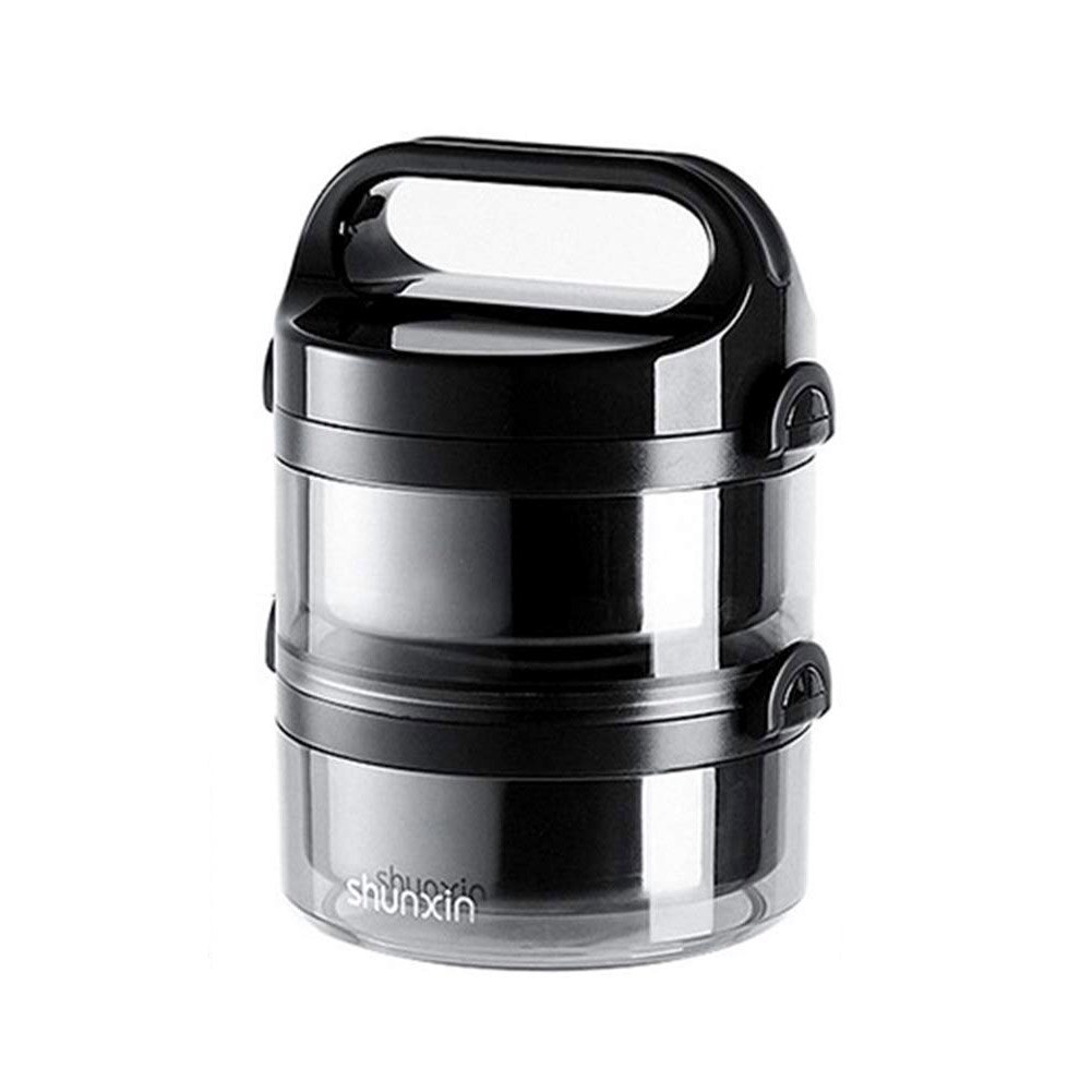 Portable Thermal Lunch Box Microwave Stainless Steel Japanese Thermos Lunch Box Bento Boxes Leakproof Food Container Lunchbox: Black 2 Layers