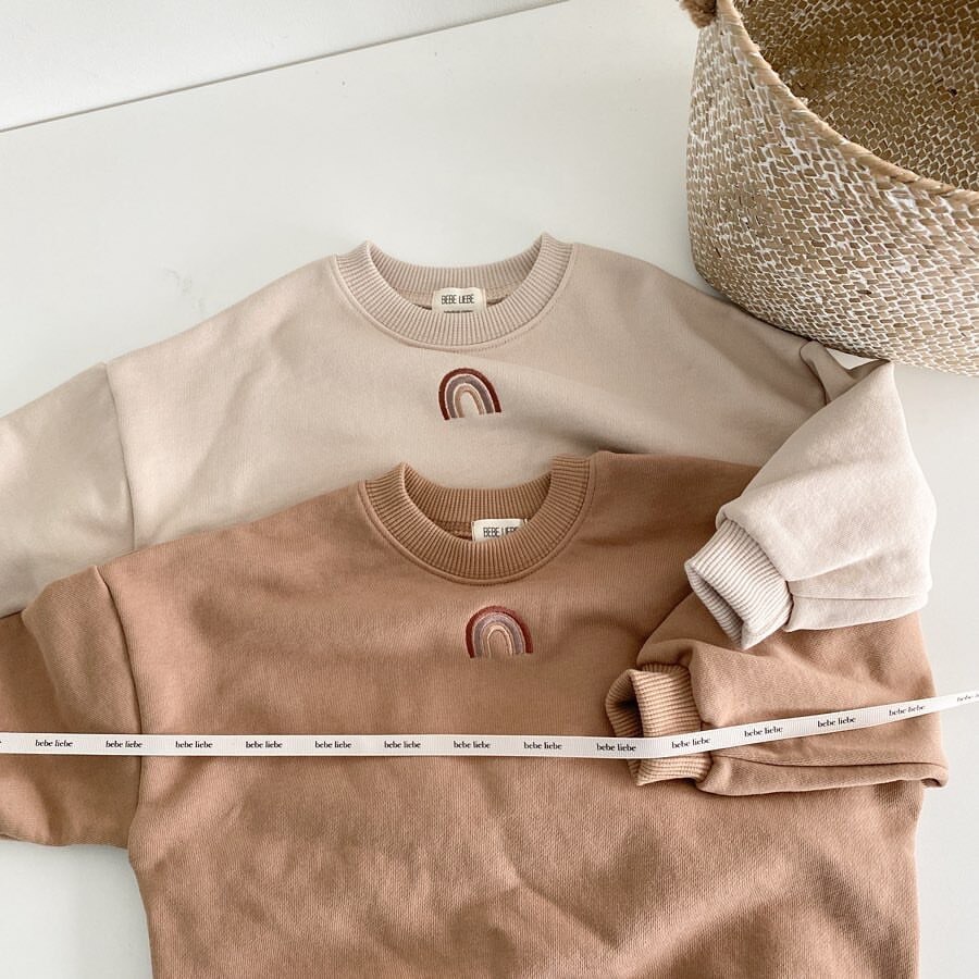 Baby Jongens Meisjes Lange Mouw Sweatshirt Lange Mouw Herfst Winter Kleding Enfant Leuke T-shirt Kinderen Regenboog Borduren Tops