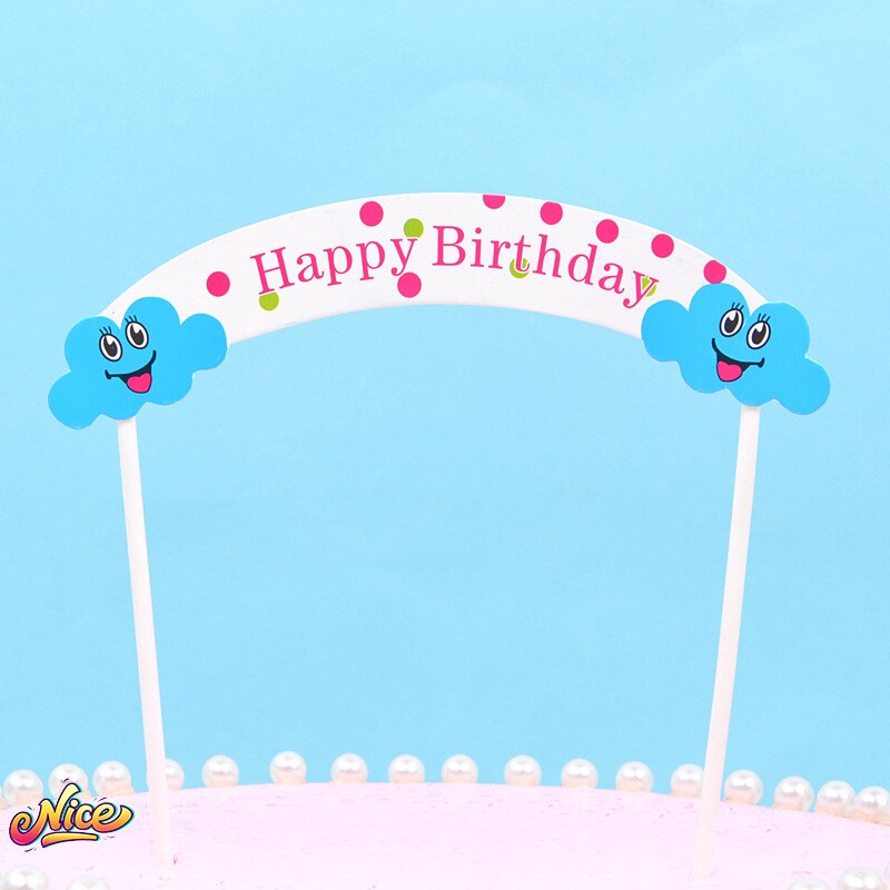 5 unids/lote Topper para tarta de feliz cumpleaños decoración signo Topper de la torta de cumpleaños insertar chica sirena cumpleaños postre Decoración