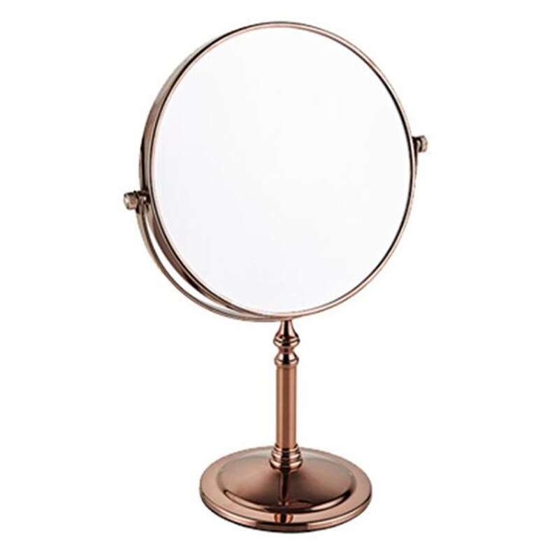 LIUYUE-miroir de maquillage , noir/Chrome en laiton, Style, 8 pouces, miroir de vanité, loupe de salle de bains rotative à 360 °: rose gold