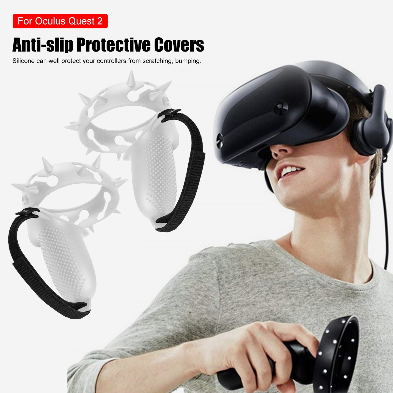 VR Accessories Protective Cover For Oculus Quest 2 VR Touch Controller Case With Knuckle Strap Handle Grip For Oculus Quest 2