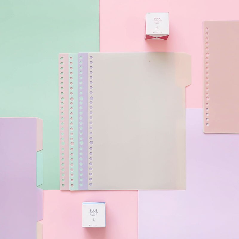 4 Sheets A4 A5 B5 Notebook Page Binder Candy Color PP Loose-leaf Cover Index Divider Separator Notebook Accessories