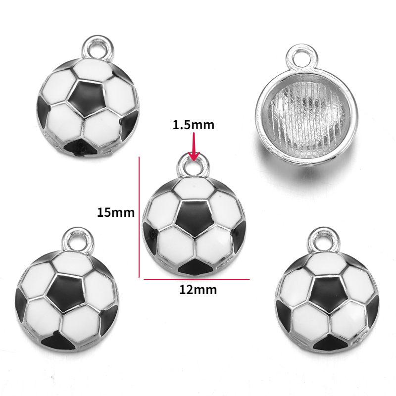 10 stuks geëmailleerde rugby-, voetbal- en badmintonracketbedeltjes voor armbanden, sleutelhangers, kettingen en sieraden, accessoires voor het maken van sieraden  w363