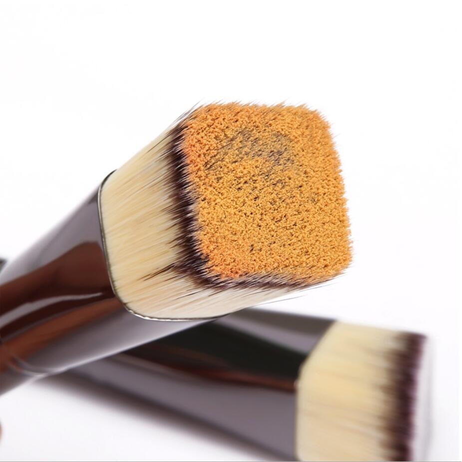 Juego de brochas de maquillaje base , 1 unidad, cabeza plana inclinable, corrector de mango pintado de madera y metal, herramientas de maquillaje