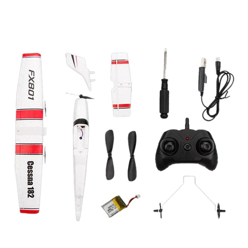 RC Airplane Cessna 182 FX801 310mm Wingspan Remote Control DIY Aircraft Fixed Wing Plane for Beginner Toys Built-In Battery