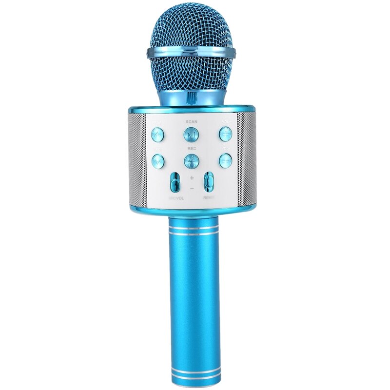Wireless Karaoke Microphone Portable Bluetooth mini home KTV for Music Playing and Singing Speaker Player Selfie PHONE PC: Blue