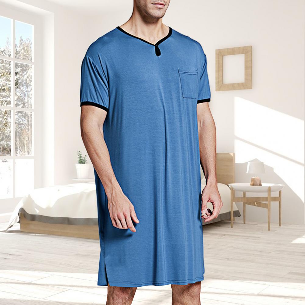 Henry Terre Camicia da notte da uomo manica corta foglia girocollo