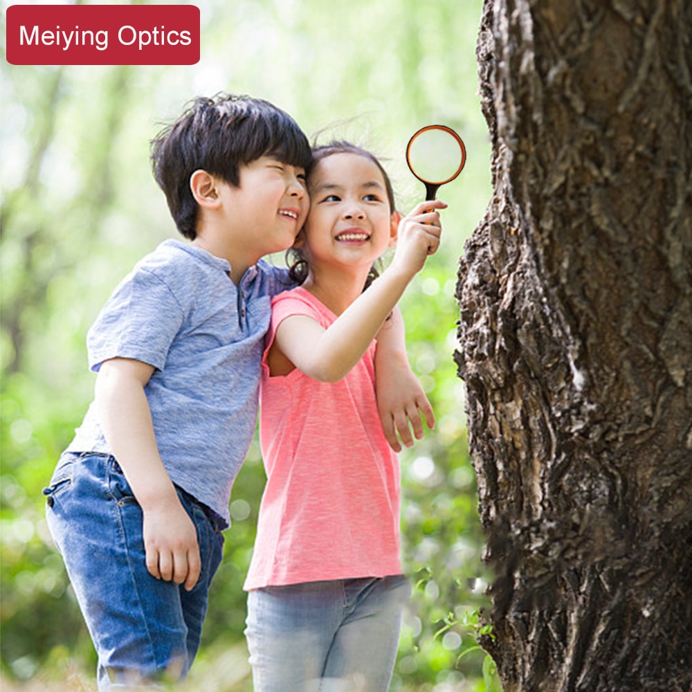 Portable 10X Magnifying Glass 50/65/75/100mm Handheld Magnifier Antique Mahogany Handle Magnifier For Reading Book