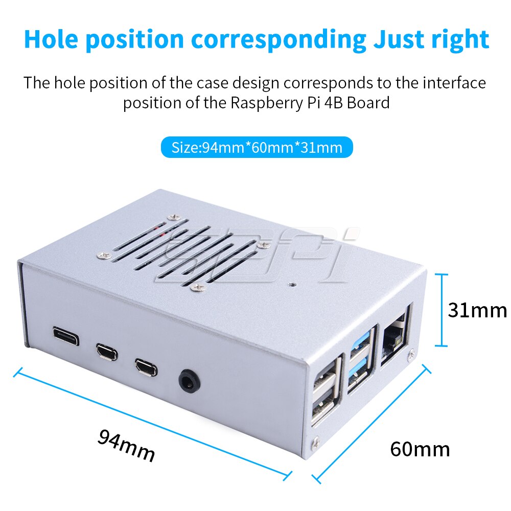 52Pi Version! Iron Alloy Black Metal Case with 4010 Super Cooling Quiet Fan Heatsink for Raspberry Pi 4 B Pi 4 Model B