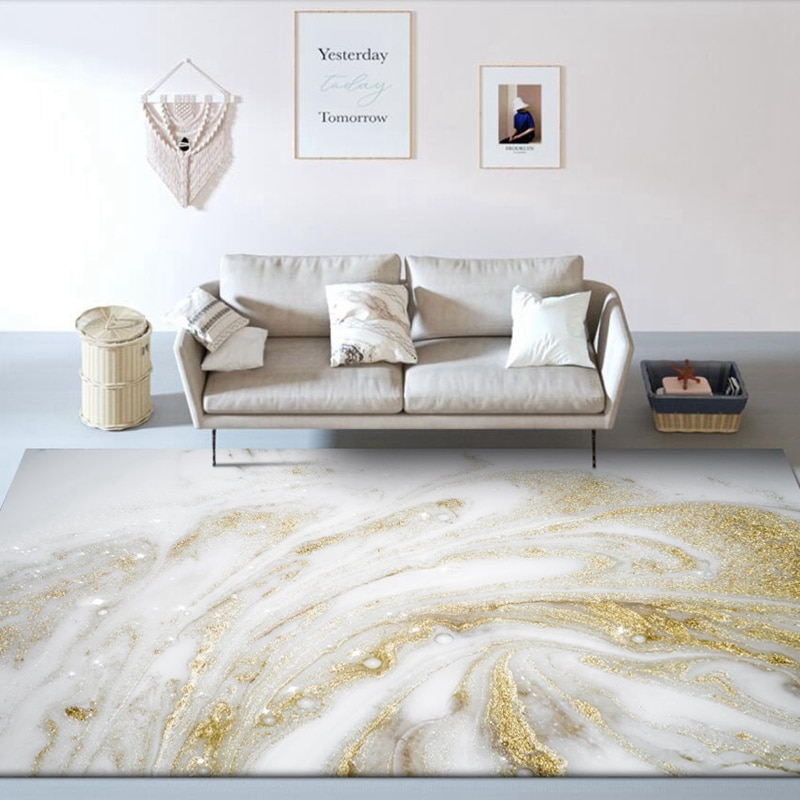 Mode Moderne Karpetten Abstracte Witte Gouden Marmeren Patroon Vloermat Keuken Woonkamer Sofa Tafel Slaapkamer Antislip Tapijten