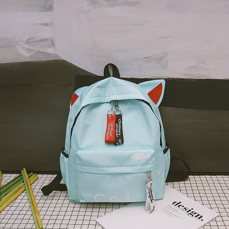 DIOMO Cute Animal Ears Primary and Secondary School Bags for Teenage Girls Cute Backpack Small Bagpack Rucksack Women Back Bag