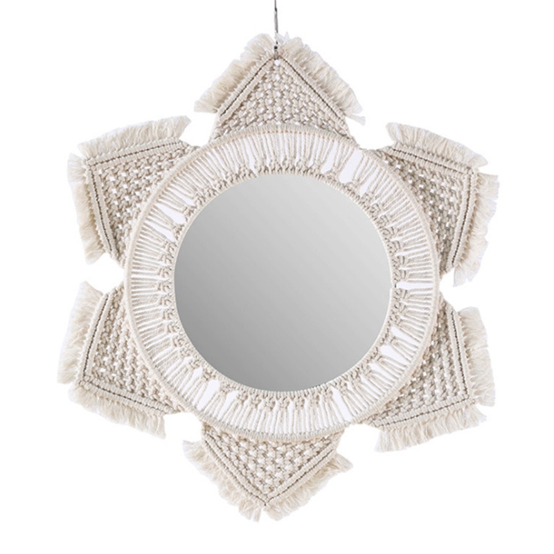2 stuks macramé wandspiegel, wanddecoratie, franjes, houten kralen, geweven, boho, franjes, rond, met bladeren, voor woning, woonkamer, slaapkamer 2 stuks macramé wandspiegel, wanddecoratie, franjes, houten kralen, geweven, boho, franjes, rond, met bladeren, voor woning, woonkamer, slaapkamer