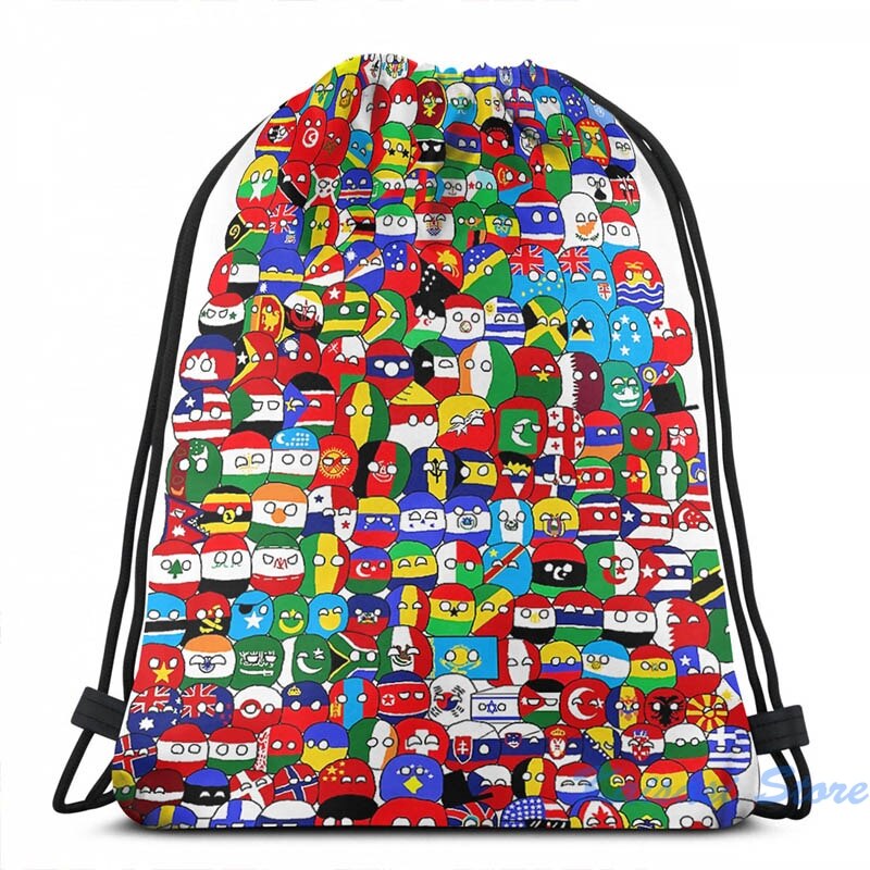 Grappige Grafische Print Countryball Usb Lading Rugzak Mannen Schooltassen Vrouwen Tas Reizen Laptoptas: Drawstring Bag