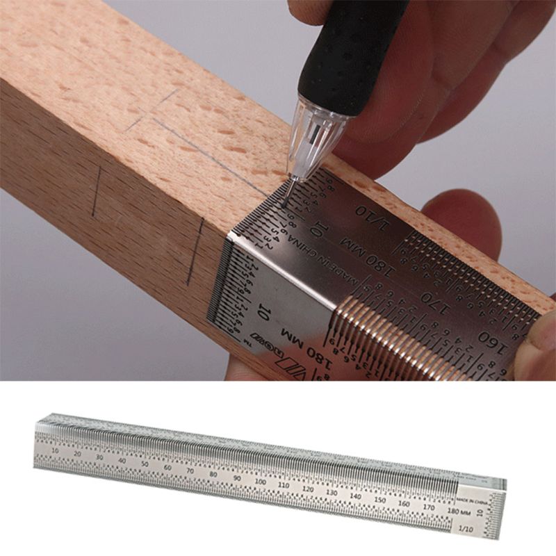 Woodworking 180mm Bend Rules Marking Rule Scriber for Dual-Surface Layout Ruler M7DA