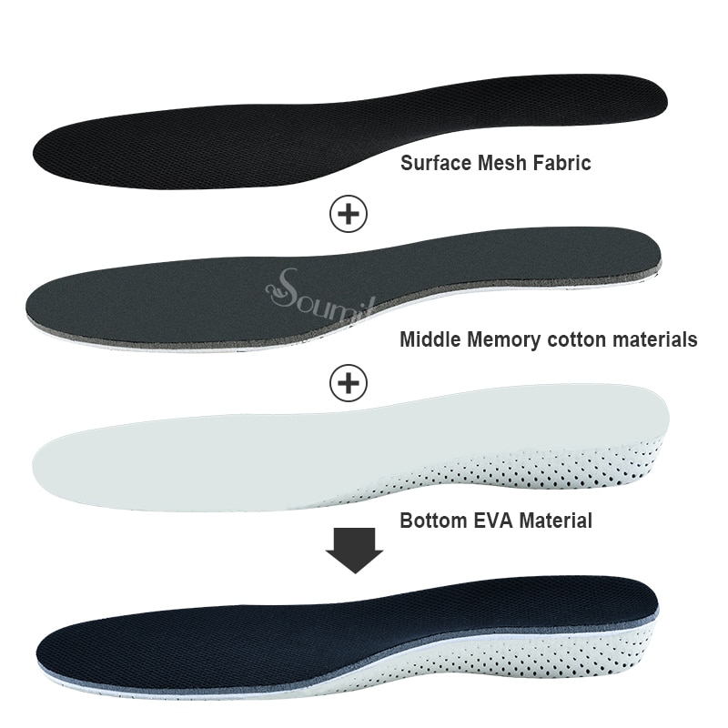 Soumit hauteur augmenter semelles pour hommes femmes mémoire mousse EVA chaussures coussinet confortable ascenseur plus grand chaussure semelle talon Inserts