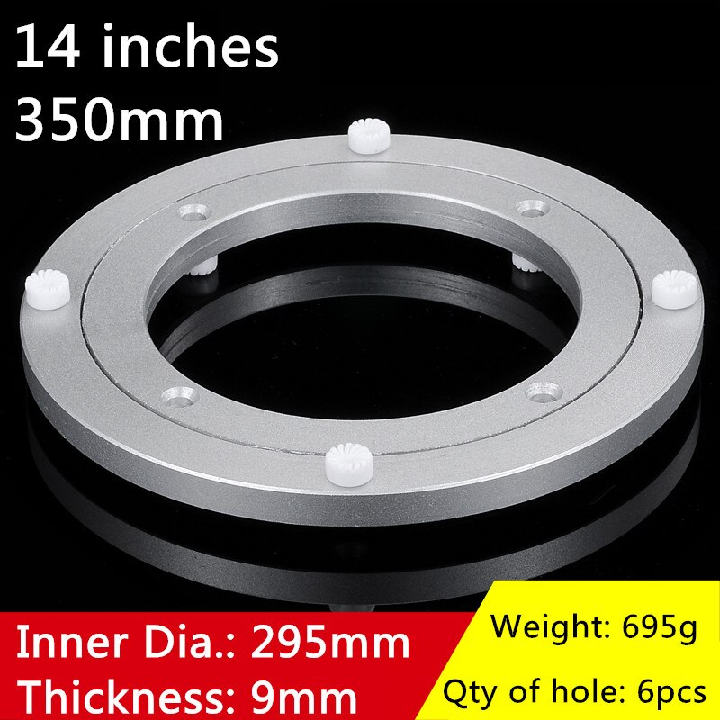 6 størrelser rund form plate plate plate glatt svingplate roterende bord aluminiumslegering roterende lager lat susan plate: 14 tommer