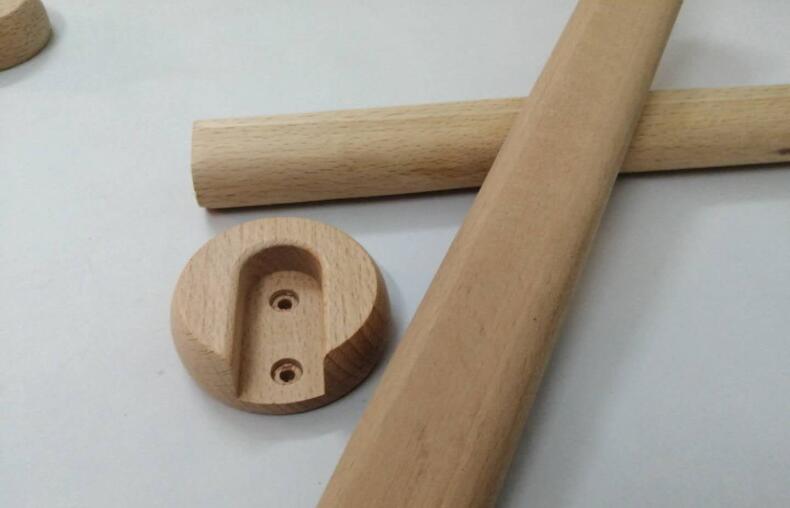 Barra de madera de haya para armario, armario colgante de madera maciza, barra transversal fija