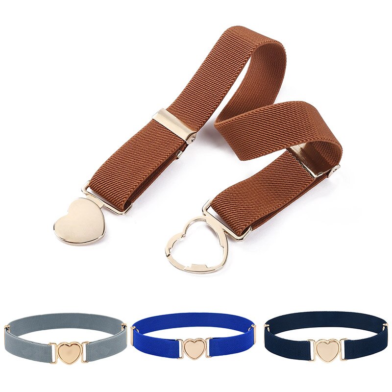 Style Heart Shape Buckle Stretch Belts Children Girls Multicolor Adjustable Elastic Waist Belts with for Dress Pants