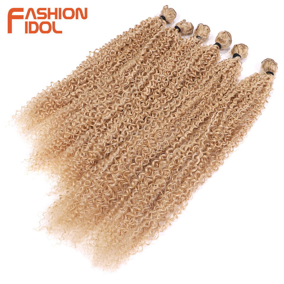 IDOL Afro Kinky Curly Hiukset Synteettinen Hiustenpidennys Ombre Blonde 20-24 Tuumaa 320g