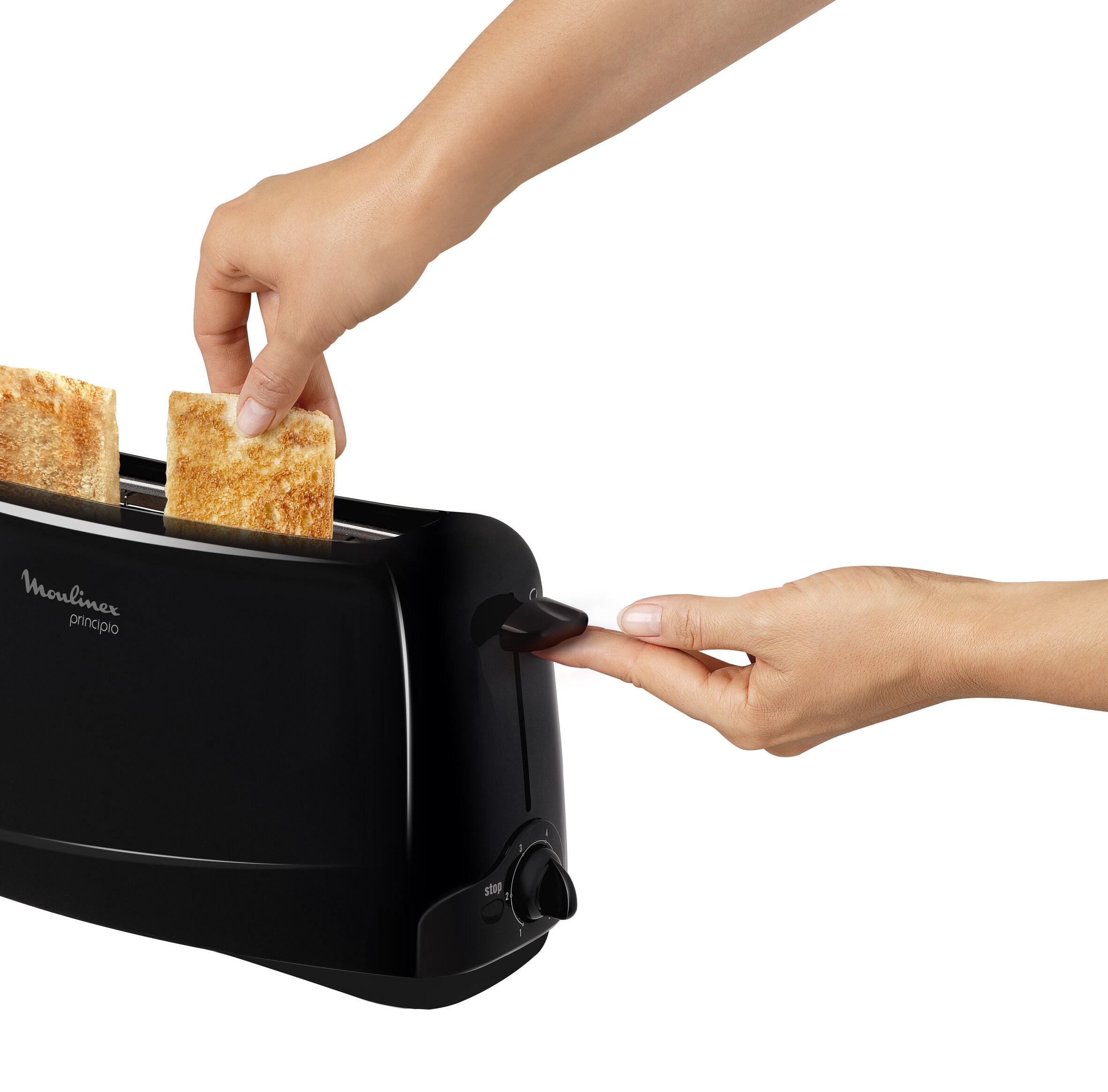 Moulinex - Tostadora Principio Negra - Ranura Larga, La forma más sencilla de disfrutar del desayuno