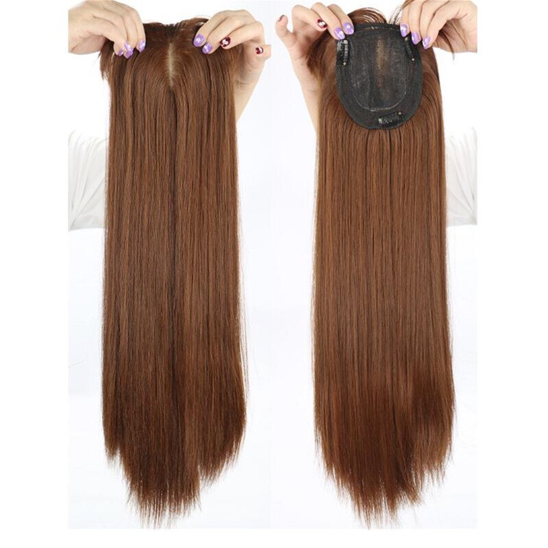 Hywamply 60CM Long Magic Clip on Hair Topper Add Volume Synthetic Hairpiece Closure for Covering White Hair Slightly Hair Loss