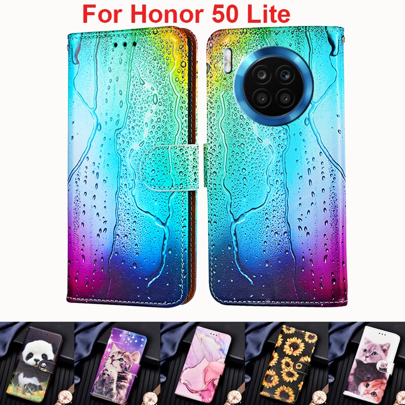 Wallet Cover Voor Honor 50 Lite Case Boek Coque Op Honor 50 Licht Flip Lederen Case Op Honor50 Lite Hoesje capa Shell Tassen