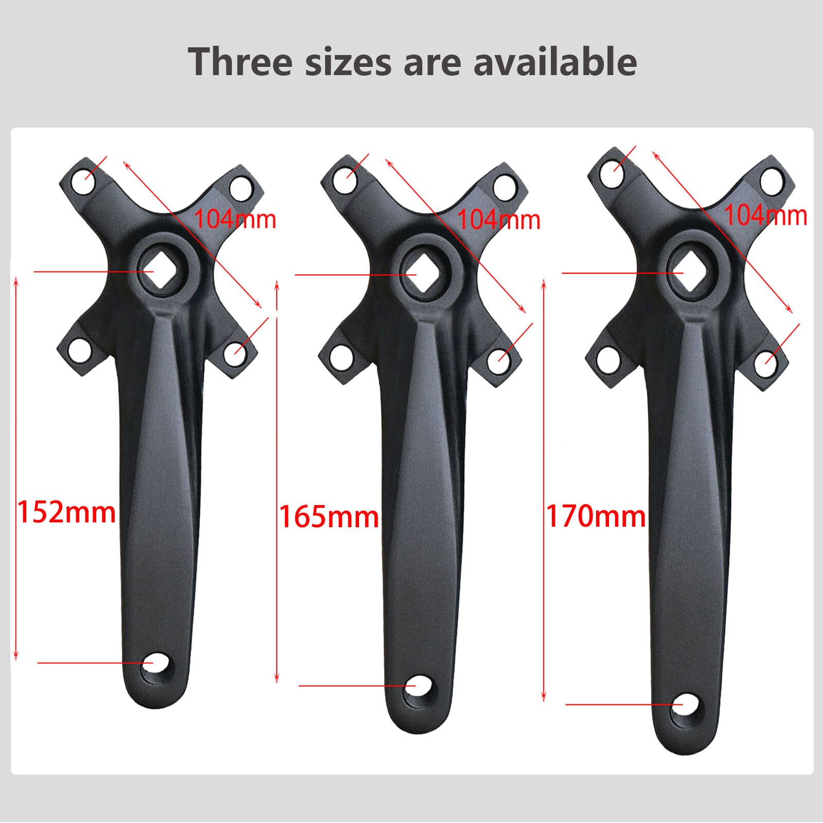 Bicycle Square Hole Sprocket 104BCD 152mm/165mm/170mm Crank Arms 32/34/36/38/40/42T Narrow Wide Chainwheel MTB Bike Crankset