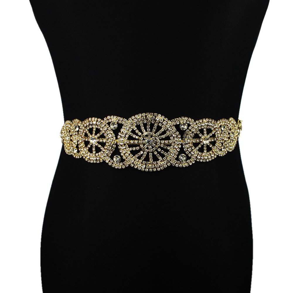 Rose Gold Crystal Hoofdband Bruid Bruidsmeisjes Sjerp Bruids Riem Met Strass Trouwjurk Riem