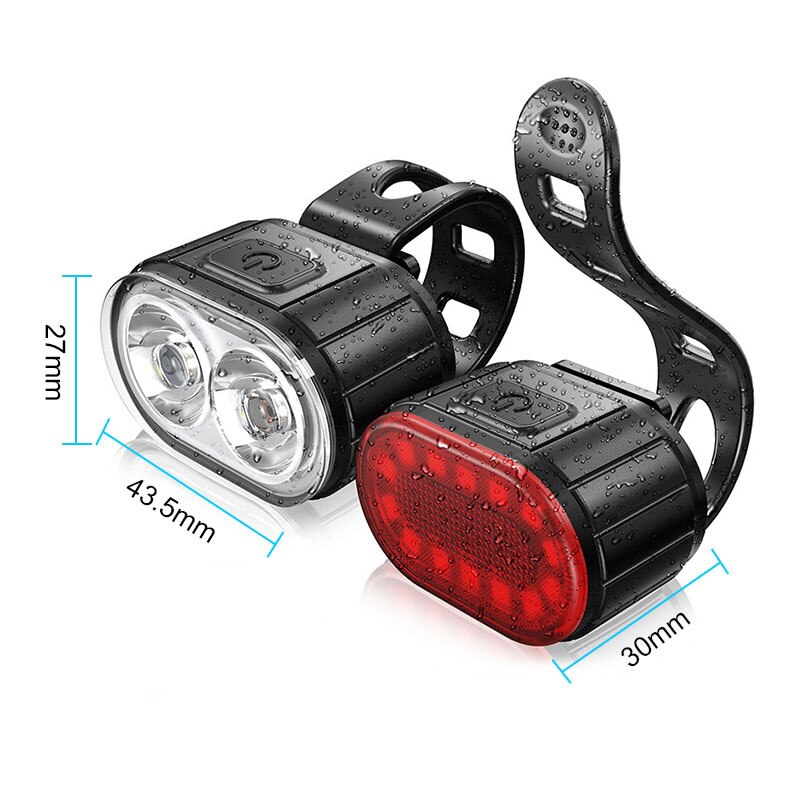 Led cykellygter sæt usb genopladelig cykel for baglygte mtb 4 tilstande forlygte  + 6 tilstande baglygte cykellys