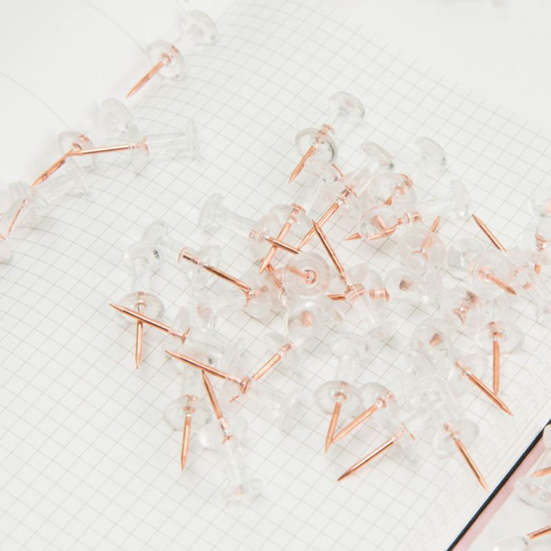 100Pcs Transparant Rose Gold Push Pins Thumb Punaise Board Pins Tekening Foto Muur Studs Kantoor Schoolbenodigdheden