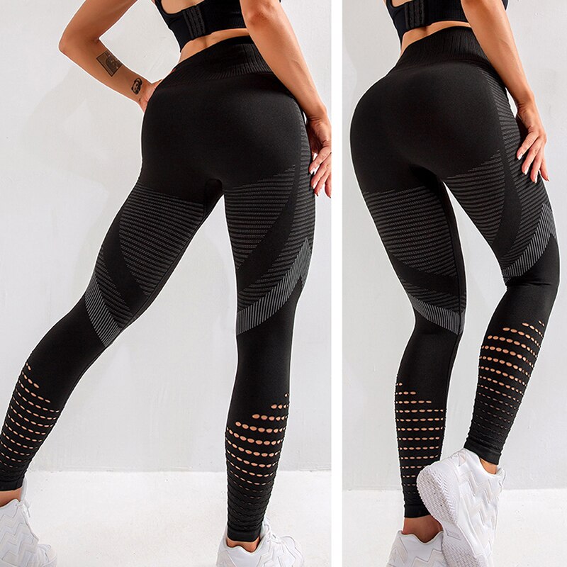 Hoge Taille Naadloze Leggings Voor Vrouwen Hollow Out Gym Legging Super Elastische Yoga Broek Fitness Sport Tights Jogging Broek