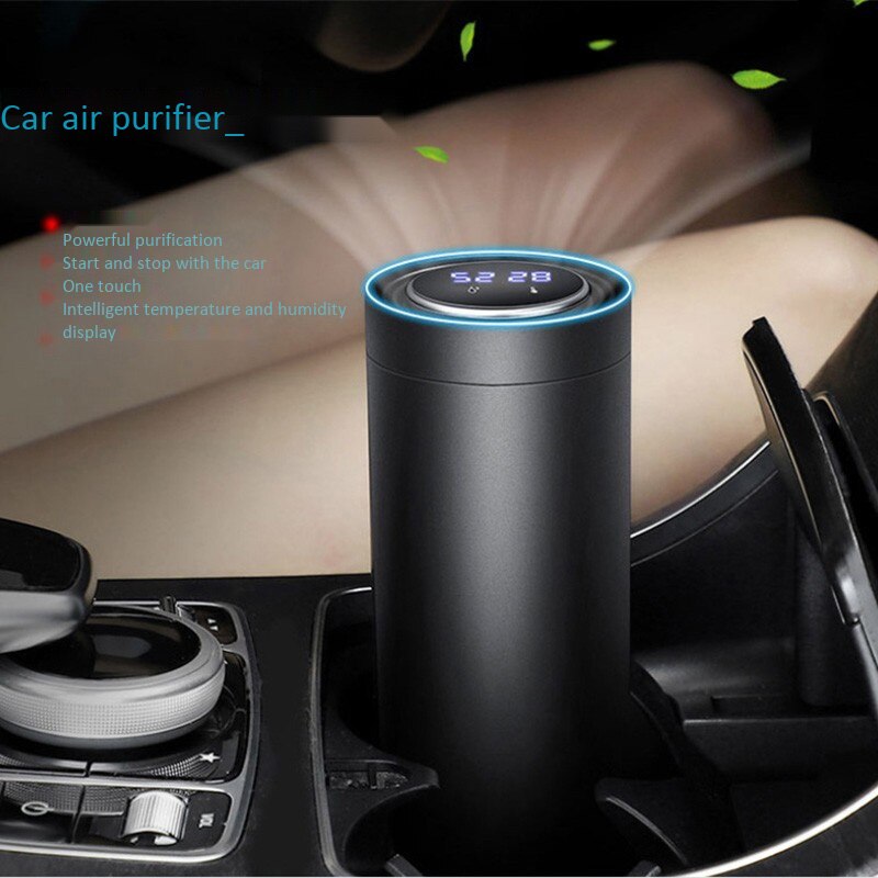 Car Air Purifier Car Fresh Air Freshener Cleaner Intelligent Display Temperature and Humidity Ionizer Car Accessories