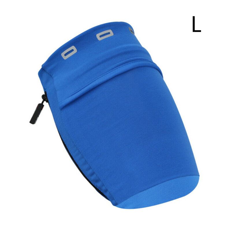 Draagbare Arm Zak Outdoor Oefening Fitness Armband Mobiele Telefoon Opslag Holder: Blue L
