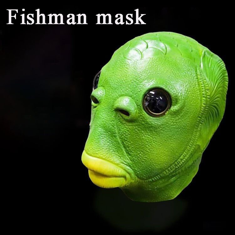 Grøn fisk havfrue hoved monster tiktok grøn frø usmageligt grønt fiskehoved trunking lyd grønt hoved maske alien sand skulptur
