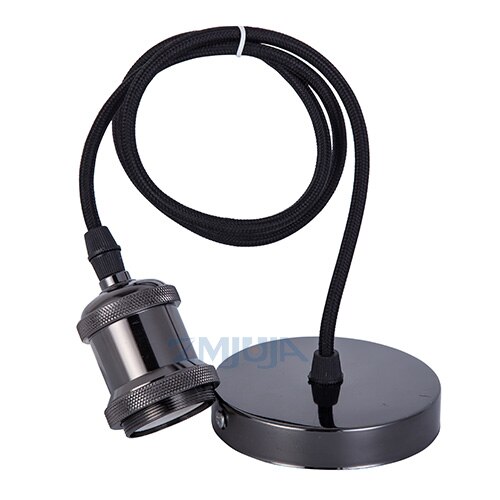 Portalámparas Vintage Edison E27 con cable Industrial estilo de base de lámpara E27 E26 Base DE portalámparas para lámpara de techo colgante: Black Pearl