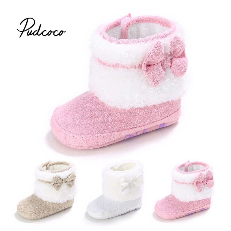 Pudcoco botas de nieve abrigadas para niños nuevos niños pequeños de invierno zapatos de princesa para niños antideslizantes planas botas encantadoras para bebés