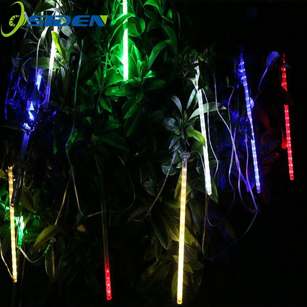 Luces LED de lluvia de meteoritos, 30CM, 8 tubos de caída de lluvia, carámbano de nieve, guirnalda de luces LED impermeables de Navidad para vacaciones