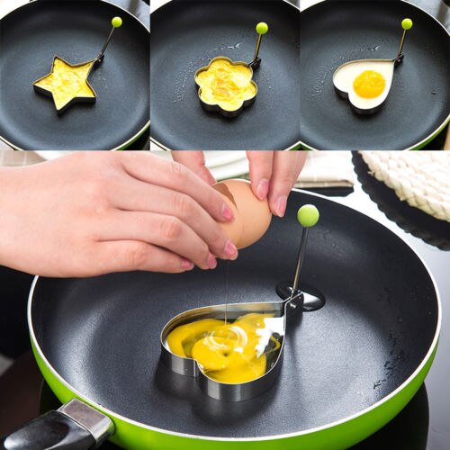 5 pc populære stekte egg pannekaker 5 tidligere rustfritt stål form form kjøkken ringetone hjerte stjerne egg enkelt laget verktøy