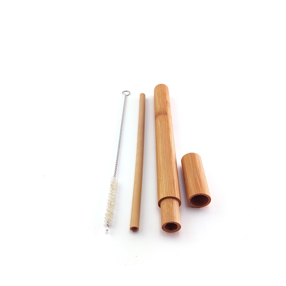 Natural bamboo drinking straw travelling set sisal hemp straws cleaning brush with organic bamboo straw tube carrying case