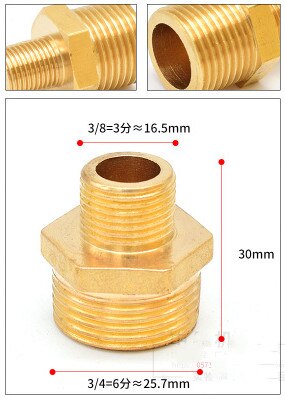 Messing rør sekskantet nippel fitting lynkobling adapter 1/8 1/4 3/8 1/2 3/4 1 bsp han til han gevind vand olie gas stik: 3-6 hegn