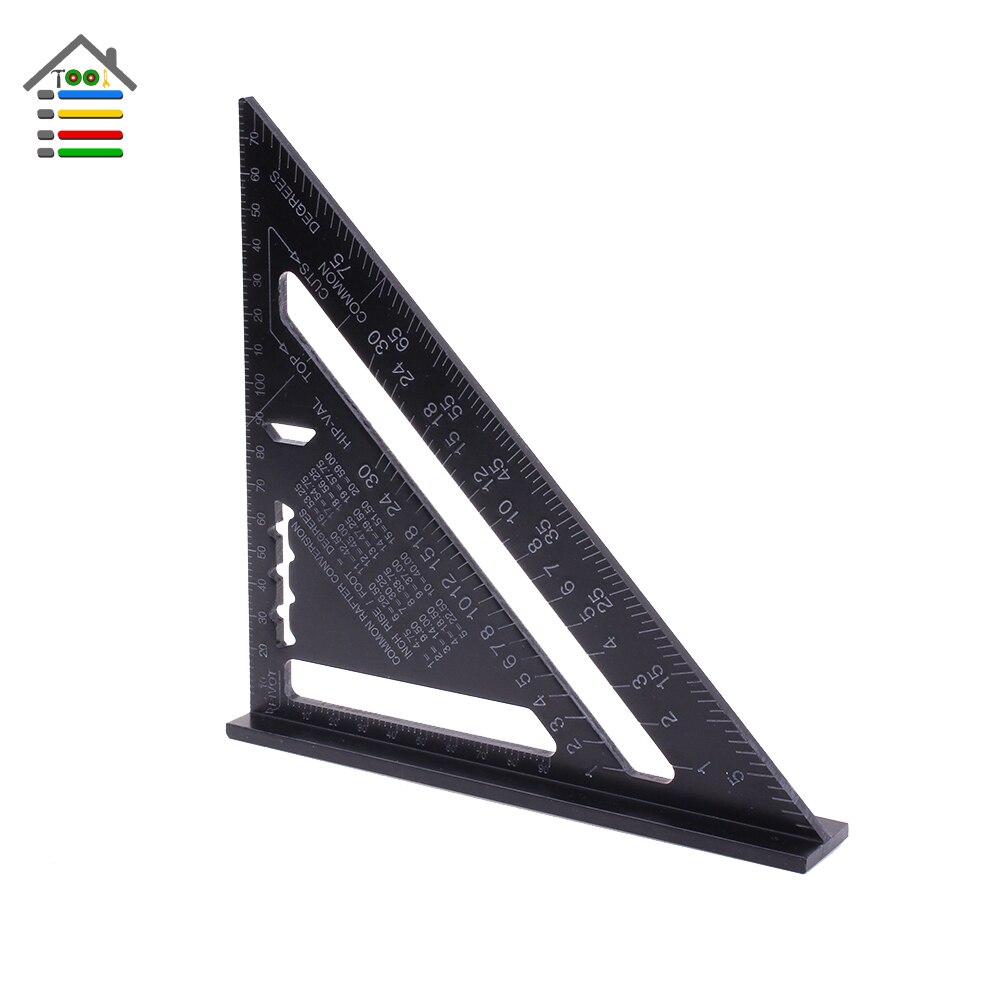 Aluminum Triangular Measuring Ruler 7 Inch Metric Premium Rafter Square Speed Squares Roofing Triangle Angle Protractor Trammel