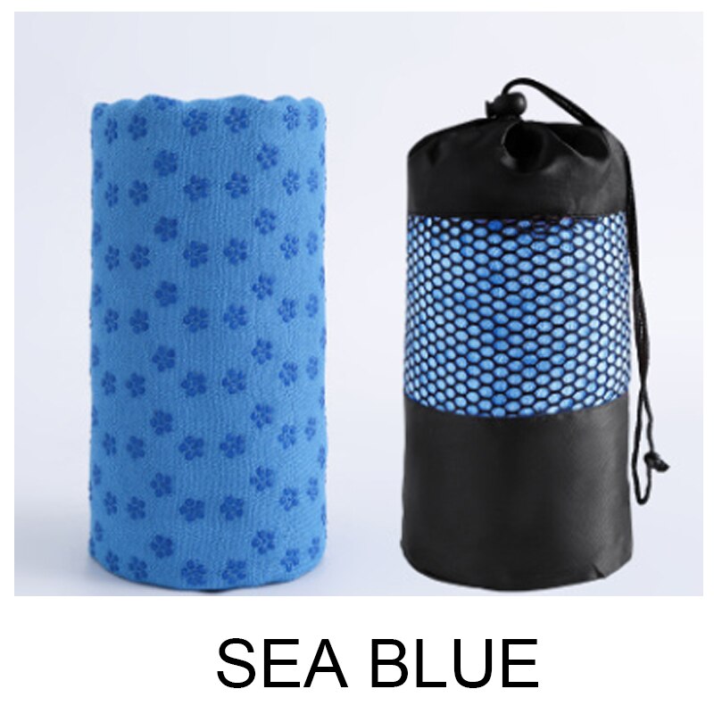 Sklisikkert yoga håndkle tepper saken anti skli pilates treningsstudio Fitness sport dun pledd 183*63cm myk behagelig med Mos bag: Havblått