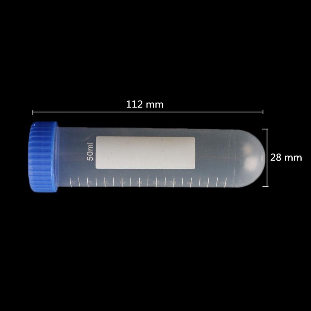 Tubos de ensayo de plástico de 50ml con tapa de rosca azul, tubo centrífugo de base redonda, suministros de laboratorio de escala independiente 2 uds