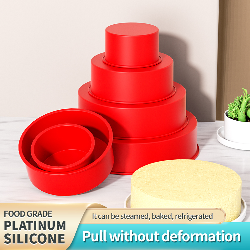 Runde Kuchenform – Silikon-Kuchenform zum Backen, antihaftbeschichtete Backform für Schichtkuchen, Käsekuchen und Schokoladenkuchen – 4" 6&q