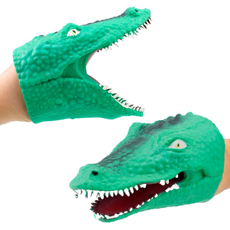 Green Soft Vinyl TPR Crocodile Hand Puppet Animal Head Hand Puppets Kids Toys Figure Vividly Kids Toy