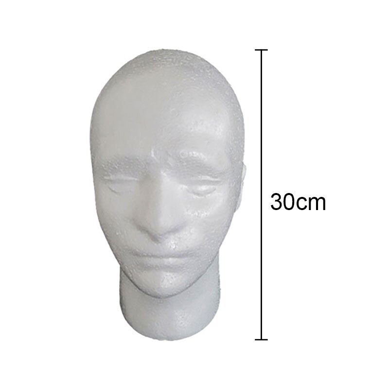 54cm mannequin skum hvit isopor styrofoam dukke trening hode lue headset modell parykk briller hatt display stativ rack