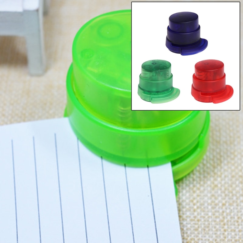 Novelty Clear Staple-Free Stapler Eco Stapler Paper Binding Binder School Office Supplies Transparent