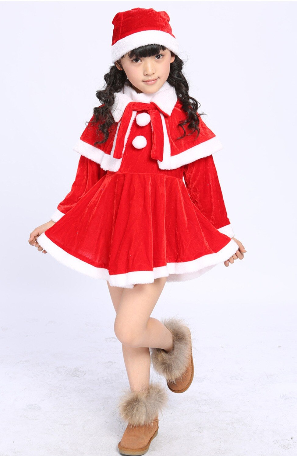 VEVEFHUANG Unisex Kids Boys Girls Red Santa Claus Costume Christmas Party Giver Cosplay Clothes Cape Dress Hats